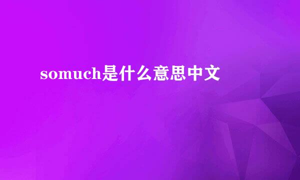 somuch是什么意思中文